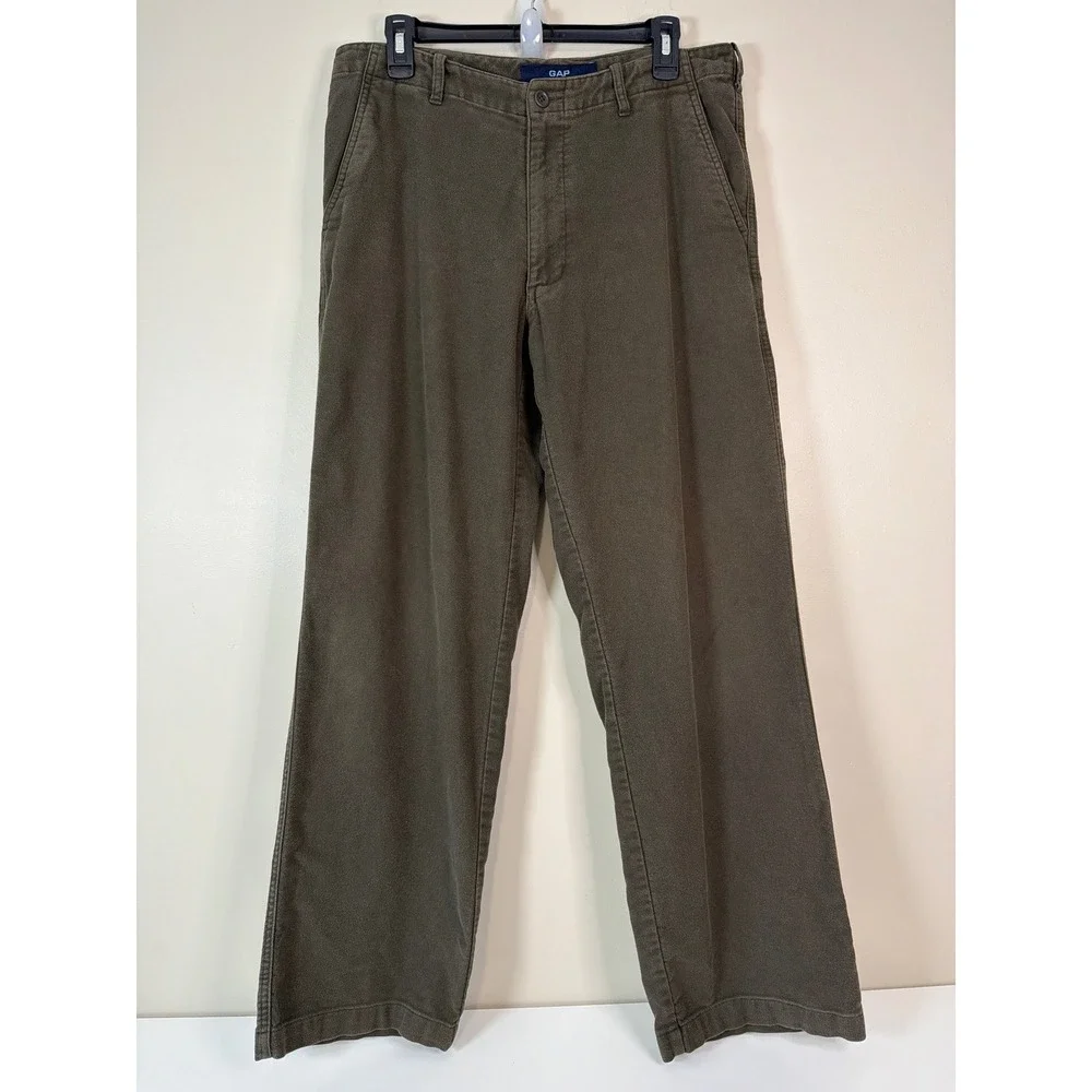 Gap Loose Fit Pants 32x30 Moleskin Chino Casual Wide Leg Retro Streetwear